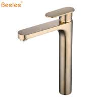 Beelee Contemporary Copper Brushed Gold Bathroom Tap Tall Body Single Level Hand Wash Basin Faucet