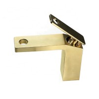 Brushed Gold Square Design Brass Bathroom Basin Water Faucet