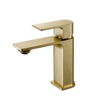 Fashionable solid brass single hole deck  mounted with matte brushed golden faucet