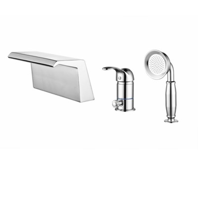 High Quality Deck Mounted 3-Hole Bathtub Brass Faucet Set Waterfall Bath Faucet Mixer Tap