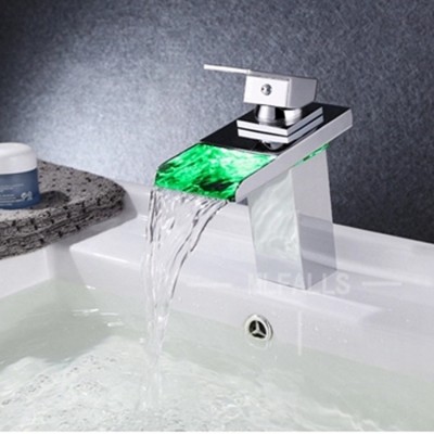 2020 Bath Water Basin LED Mixer Tap Bathroom Faucet Hot And Cold Chrome Plated Brass Basin Faucets Water Tap