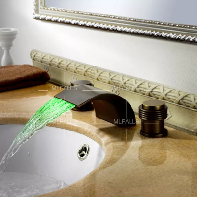 New products bronze washbasin tap,led basin faucet curved sanitary,waterfall basin mixer faucet bathroom MLFALLS