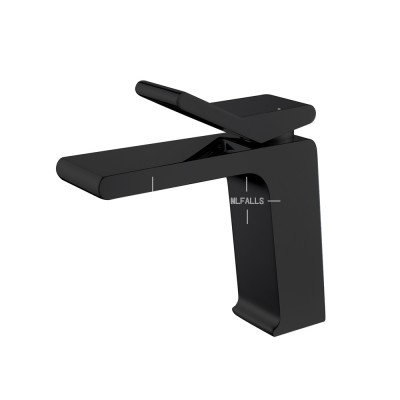 Hot Sales Deck Mounted Single Handle Waterfall Bathroom Black Brass Bathroom Wash Basin Faucet Mixer